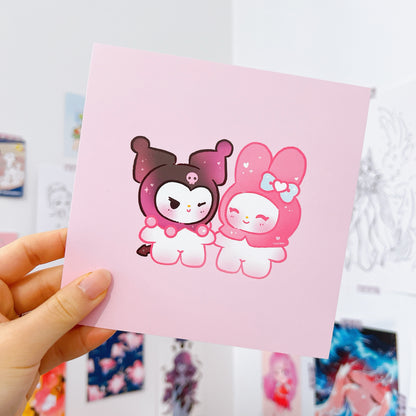 Kuromi x My Melody Art Print